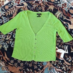Green Button-Up Cardigan